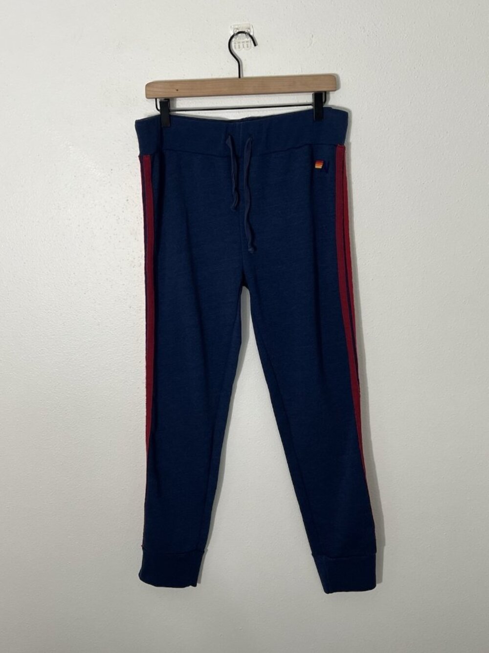 Aviator Nation Navy Blue Four Stripe Jogger Pants Size Large